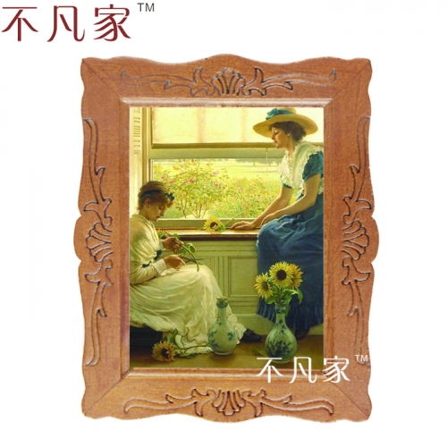 1:12 scale Wholesale miniature classical two beautiful girls oil painting D-17