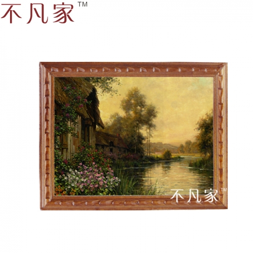 Wholesale  1:12  scale dollhouse  miniatue Classical beautiful village with a stream oil painting B-9