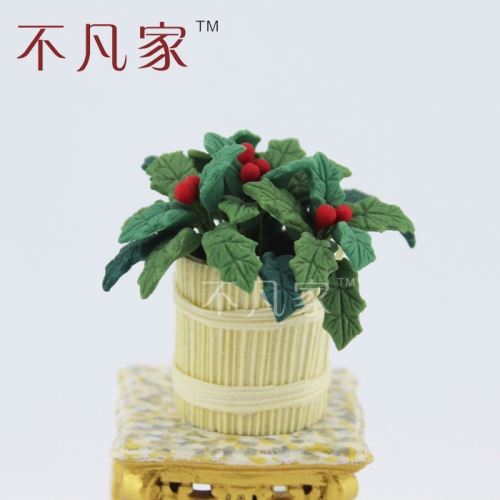 well mini Potted Red fruits for 1/12 Scale Dolls house Miniature decoration