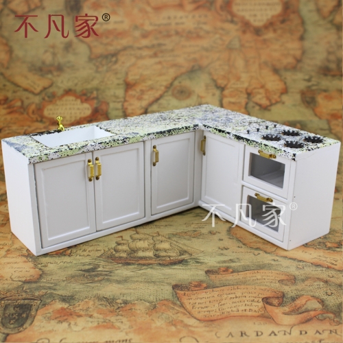 Dollhouses 1/12 scale miniature furniture White kitchen sink set (marble texture)