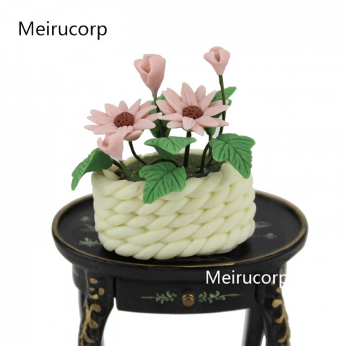 Details about Dollhouse 1:12 Scale Well Made Miniature FLOWER Pink Basket flowerpot