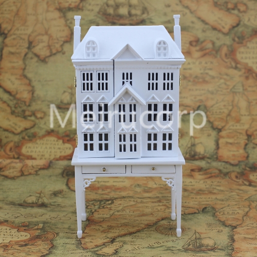 Miniatures White DollHouse 1:12 Scale House shape display cabinet 12166