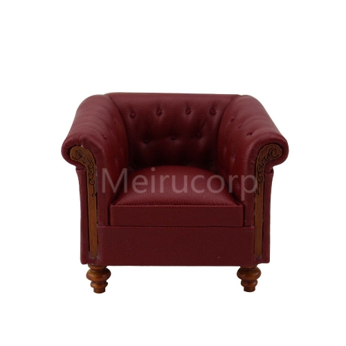 miniature furniture Dollhouse  1/12 scale High quality red Faux Leather Parlor armchair