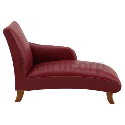 dollhouse 1/12 Scale Miniature Furniture Wooden sofa Red sheepskin Lounge chair