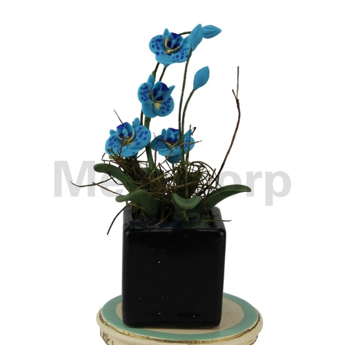 Dollhouse decorate 1:12 Scale Miniature Blue butterfly orchid and flower pot