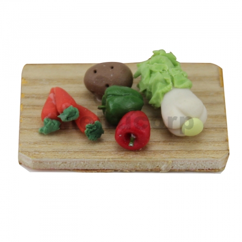 Meirucorp Dollhouse Decorate 1:12 Scale Miniature Kitchen Chopping Board Vegetable Model Carrot Potatoe Pepper