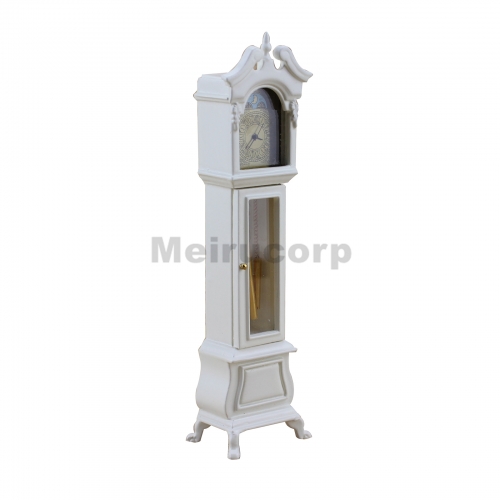 Mini Decoration1/12 scale dollhouse white elegant Floor clock