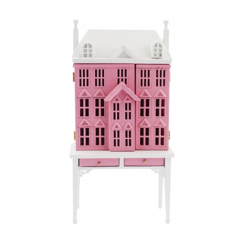 Meirucorp Pink 1/144 Scale Doll House Sits 1/12 Scale Miniature Table