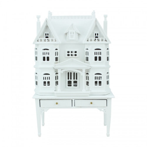 1/144 scale Miniature DollHouse white House shape on 1/12 scale table Wooden