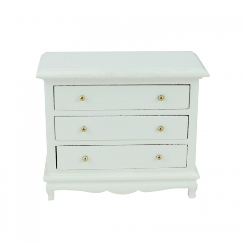 Dollhouse 1/12 scale miniature furniture white 3 drawers cabinet