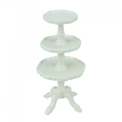 Fine 1/12 Scale Miniature Furniture Well Made Wooden white Cake Stand