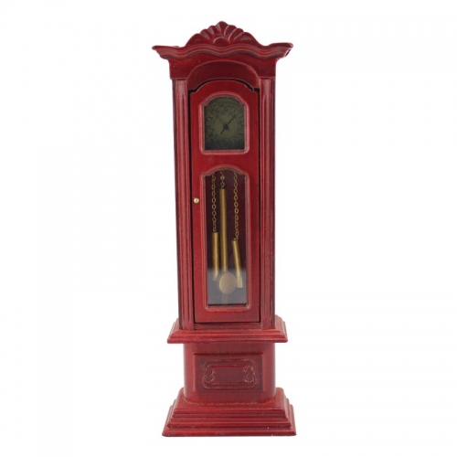 Miniature 1/12 Scale Dollhouse Decoration Red Lovely Grandfather clock
