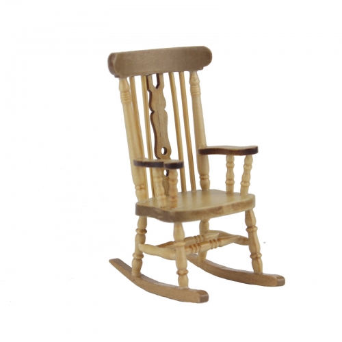 Dollhouse 1/12 Scale Miniature Scene Wood Color Rocking Chair Model
