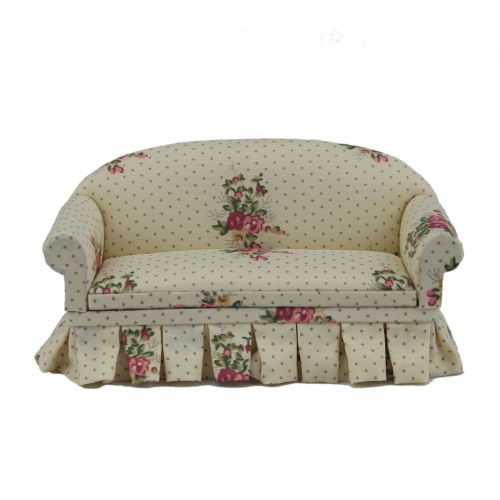 Dollhouse 1/12 Scale Miniature Furniture Living Room Floral Pattern Fabric Sofa