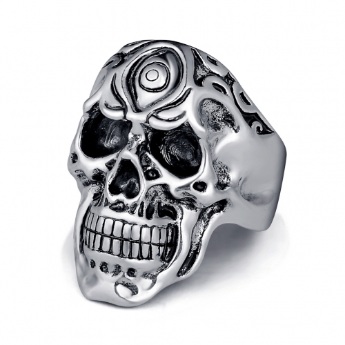 Graduation Hip Hop Rock Bar Silver Large Adjustable Size Skull Biker Couple Rings Wholesale Party Jewelry Accessories