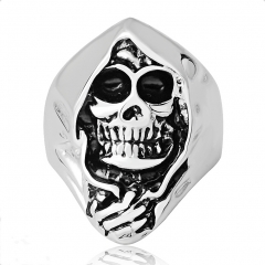 Hip Hop Punk Skull  Bible Adjustable Silver Rings Men Jewelry