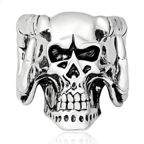 Racing Gothic Men's Biker Angry Evil Skull Skeleton Silver Adjustable Rings  Men Jewelry