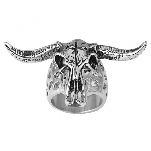Gothic Punk Skull Adjustable Big Silver Biker Rotating Unicorn Chamois Party Rings Men's Jewelry