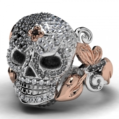 EVBEA Rose Never Die Crystal Skull Ring Famous Designer For Women/Lady for Party or Gift 2017 Newest Design Punk Style Ring