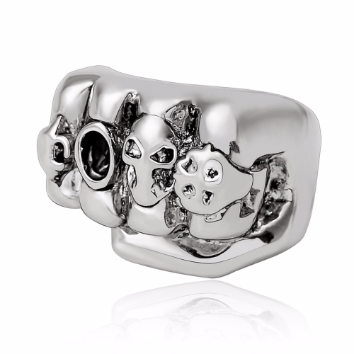 Gothic Punk Skull Adjustable Big Silver Biker Rotating Fist Party Rings Buccaneer Woman Men's Jewelry