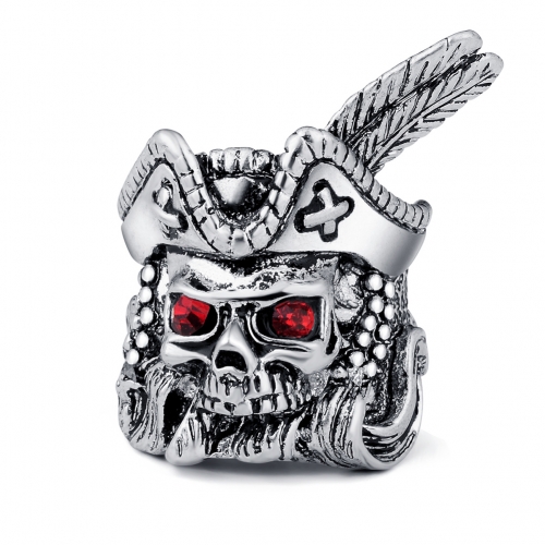 Hip Hop Bijoux Wholesale Men Punk Pirate Capital Biker Rings Skull Couple Jewelry Accessories with  Stones