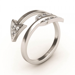 EVBEA Open Arrow Ring Oro blanco CZ Crystal Cupid Anillos de pareja para las mujeres Día de San Valentín El diseño más nuevo