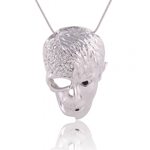 Wedding Gift Bijoux Jewelry Accessories for Men Women Skull Necklace Gold Skeleton Crystal Rhinestone Head Portrait Chokers