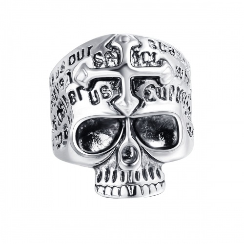 Joyería al por mayor de los hombres Ajustable de ancho Punk Metal de plata Biker Pareja Anillos Joyería del cráneo para hombres y mujeres