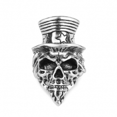 Graduation Hip Hop Rock Silver Punk Top Hat  Skull Adjustable Bikers Men Jewelry