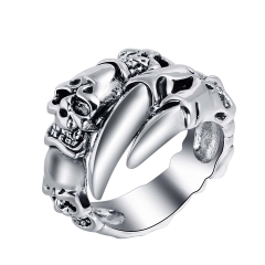 Titanium  Alloy EVBEA Rock Roll Punk Skull Animal Snake Silver Rings Men's Party Jewelry Accessories