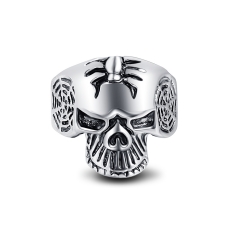 Boho Silver Gothic Punk Skull Big Adjustable Rotating Bikers Bible Rings Men's & boys' Jewelry