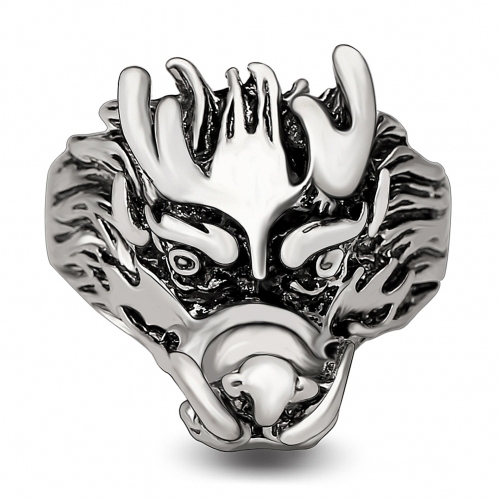 Graduation Stretch Tatouage Rock Roll Punk Bull Réglable Grand Argent Biker Couple Anneaux Hommes Bijoux Partie Accessoires