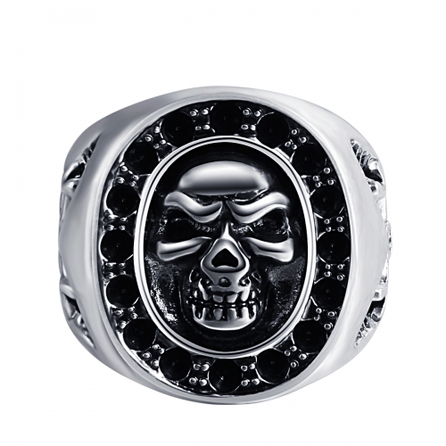 Graduation Cool Hip Hop Rock Silver Punk Skull Adjustable Unisex Ring Biker Men Jewelry Accessories