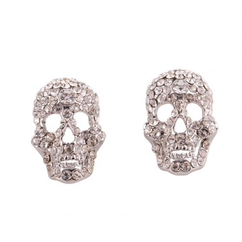 Acrilico Brincos Hip Hop Rock Punk  Silver Plated Skull Earrings Stud Women Fashion Jewelry Accessories