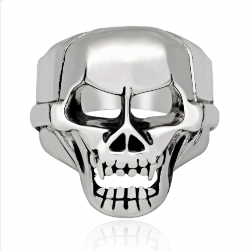 Titanium Alloy Rock Kpop Silver Gothic Punk Unicorn Skull Rotating Big Bikers Bible Rings Men's Jewelry
