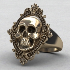 EVBEA Charming Ancient Gold Skull Ring Big Huge Ghost Skull Ring Men Boys Polishing Biker Ring Skull Rings