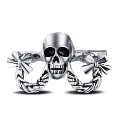 Hip Hop Rock Silver Punk Skull Big Adjustable Knuckle Three Fingers Bikers Motorcycle Rings Men's & Boys' Jewelry Tint Coating