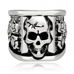 Graduation Coll Rock Boho Silver Gothic Punk Unicorn Skull Rotating Big Bikers Rings Men's Jewelry