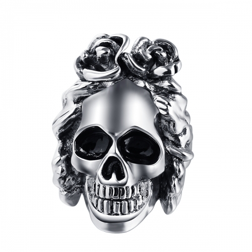 Stretch Exaggerate Tattoo Rock Roll Punk Wavy Hair Skull Adjustable Big Silver Couple Rings Men's Party Jewelry Accessories