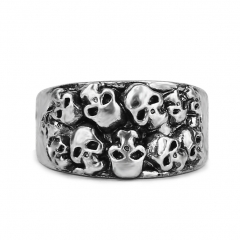 EVBEA Steel Soldier Stainless Steel Men Punk Skull Ring Vintage Domineering Skull Zinc Alloy Punk Biker Jewelry