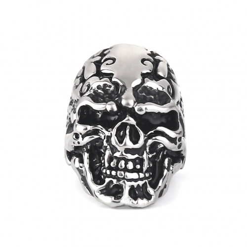 EVBEA Size 8-11 Band Party Huge Polishing Skull Ring 316L Stainless Steel Cool Fashion Men Silver Biker Skull Ring Jewelry