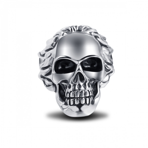 Estiramiento Cool Hip Hop Rock Punk Skull Big Ajustable Giratorio de plata chapado en anillos Bikers Motocicleta Hombres y Niños &#39;Joyería