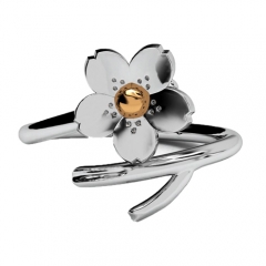 Exquisite Sakura Open Rings Cute Floral Vine for Women&Girls White Gold Plated Fashion Jewelry