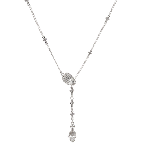 Прохладный череп и крест подвеска с длинными цепочками ожерелья для женщин и девочек панк ювелирные изделия