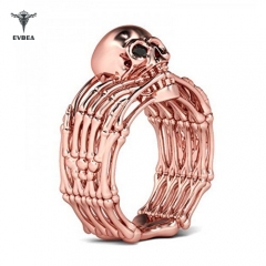 Steampunk Rings Womens Vintage Rose Gold Skull Jewelry