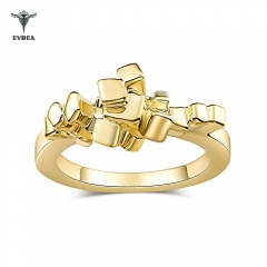 The Pixel Ring EVBEA Womens Simple Gold Color 3D Cubes Designer Rings