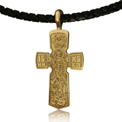 EVBEA Herren Kreuz Halskette Einfach Viking Celtic Cross Anhänger Schmuck mit Schwarzem Echtem Leder Schnur Kette Religiöse Geschenke