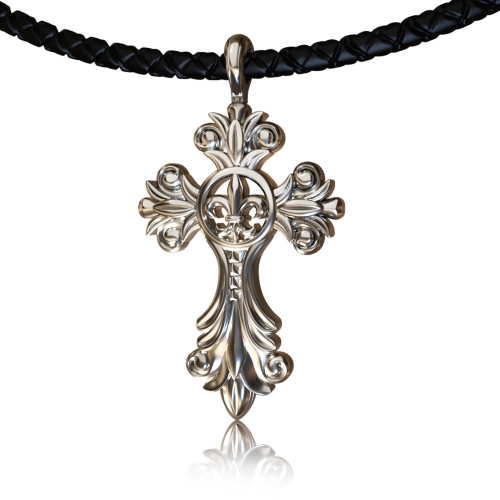 EVBEA Mens collar cruzado Simple Viking Celtic Cruz colgante de joyería con negro cadena de cordón de cuero genuino regalos religiosos