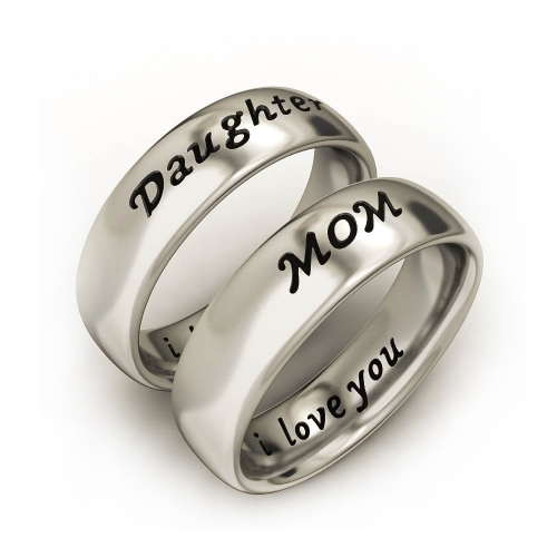 EVBEA Mother Daughter Son Jewelry Antique Family Band Rings Set Engraved ' I Love You