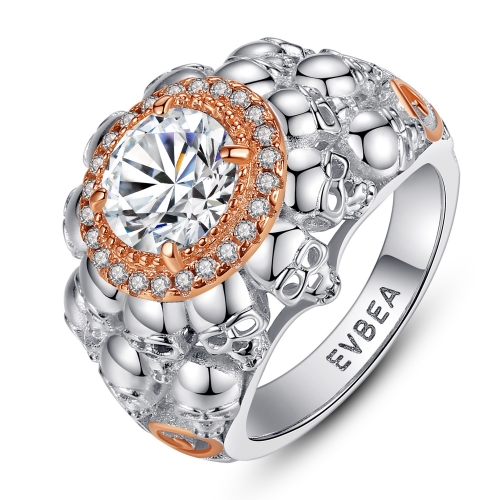 EVBEA Promise Rings para ella Alianzas de boda con compromiso de calavera de plata esterlina para mujeres